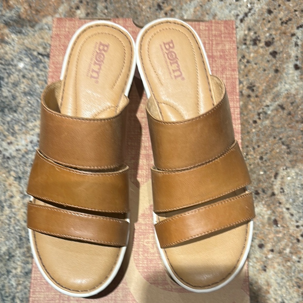 Born Tan Mules Comfortable Slip-On Design
